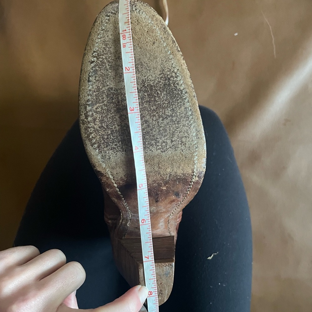 FRYE Vintage Mid-Height Cowboy Boots in Brown Leather - Picture 12 of 14